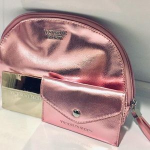 VS Makeup Cosmetic Bag + Mirror Pouch Pink NWT